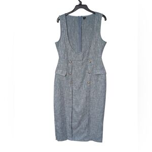 SHEIN Blue Sleeveless Sheath Midi Jumper Dress Zipper Back Size Large